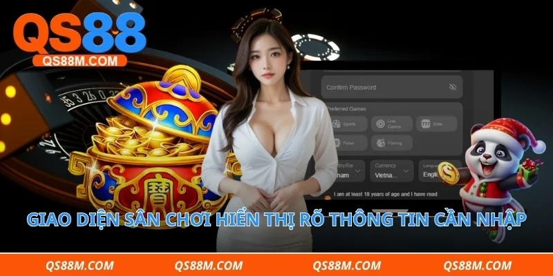 Giao diện sân chơi hiển thị rõ thông tin cần nhập